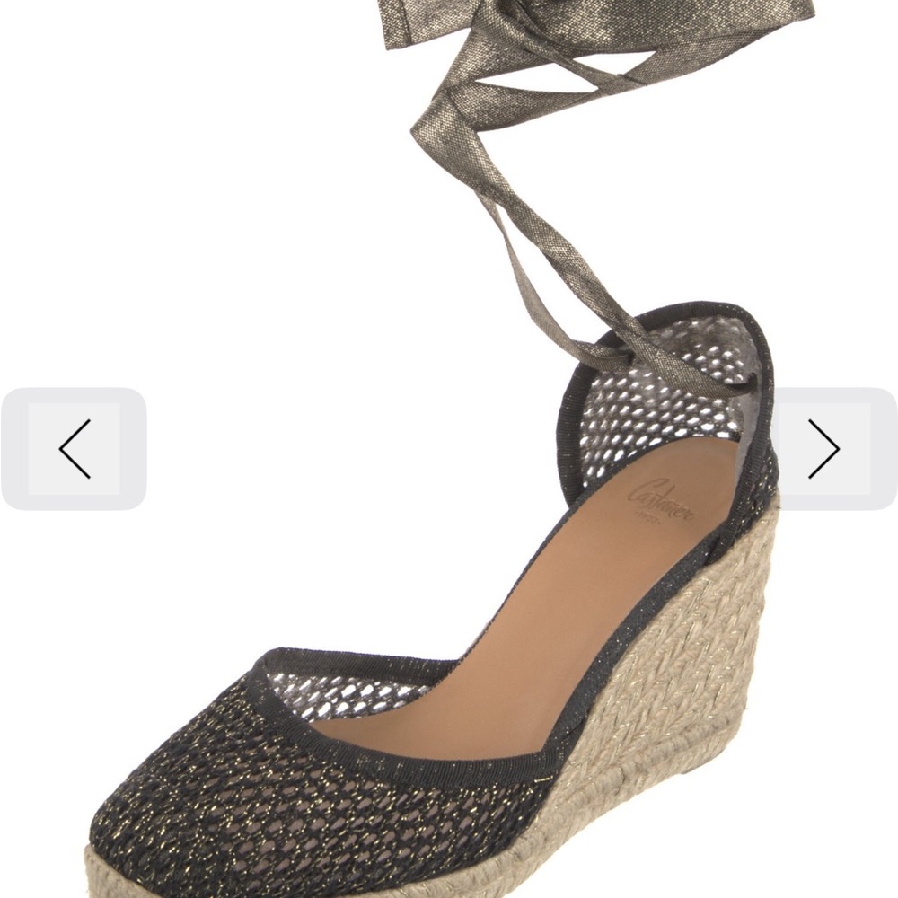 ISO Castaner Black and Gold Lace-Up Espadrilles
